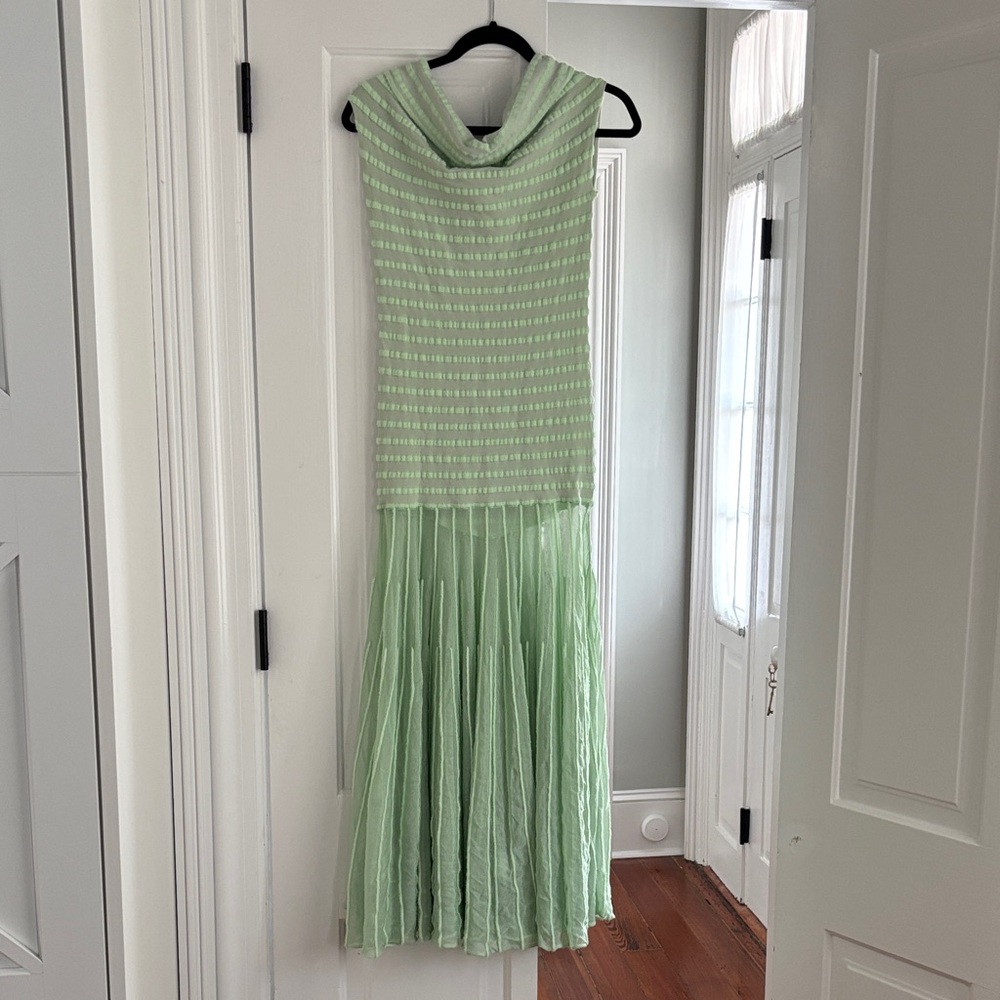 Alexis Light Green Striped Maxi Dress